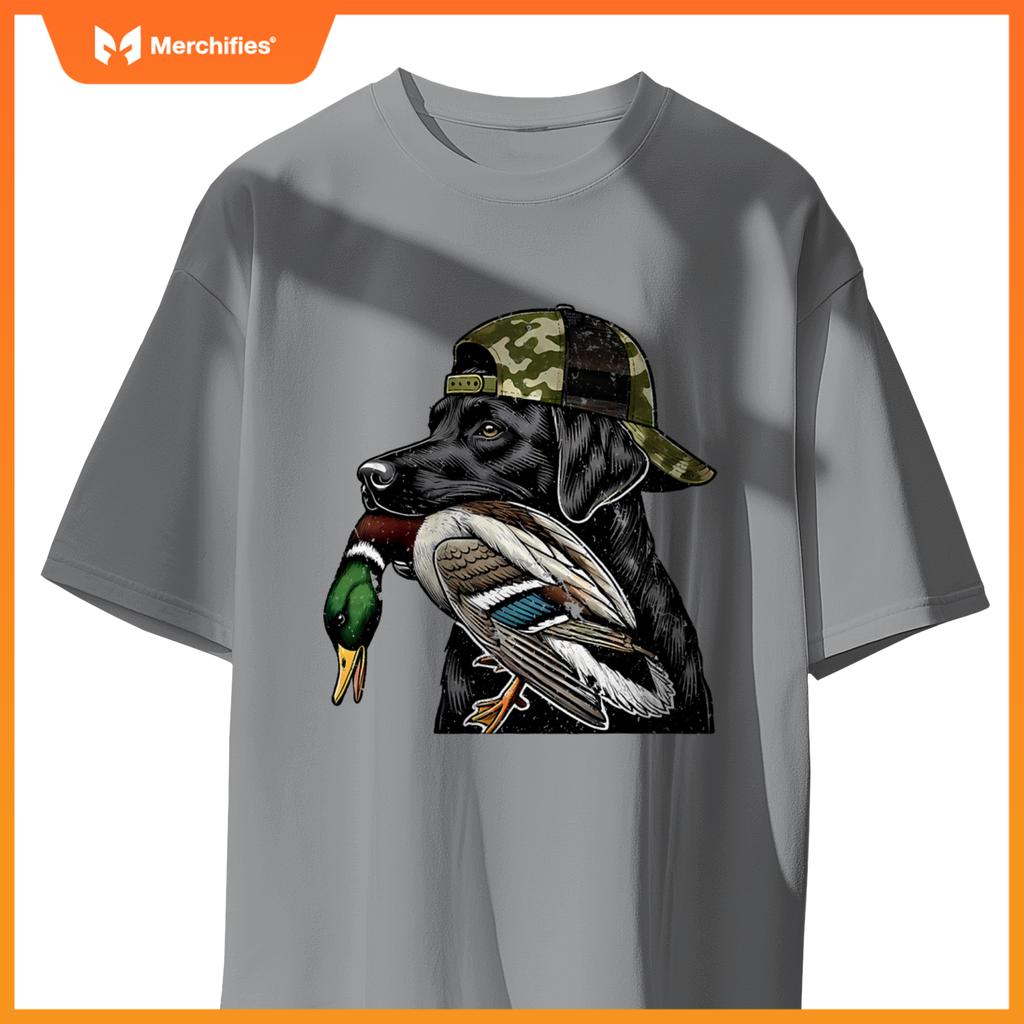 Labrador Hunting Dog With Duck Hello Hunting Season T-Shirt