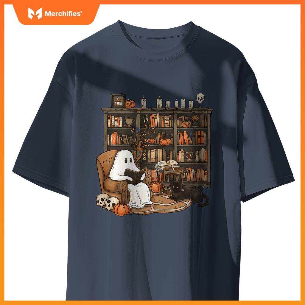 Librarian bookshelf teacher boujee ghost cat halloween