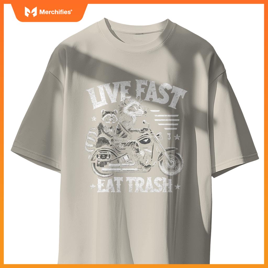 Live Fast Eat Trash Possum Raccoon Sunglasses & Car T-Shirt