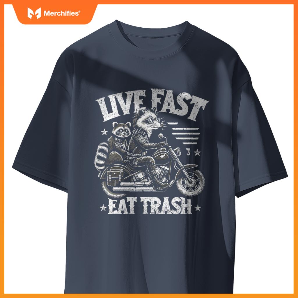 Live Fast Eat Trash Possum Raccoon Sunglasses & Car T-Shirt