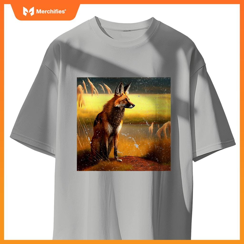 Maned Wolf South American Wild Dog Sunset Lovers Design T-Shirt