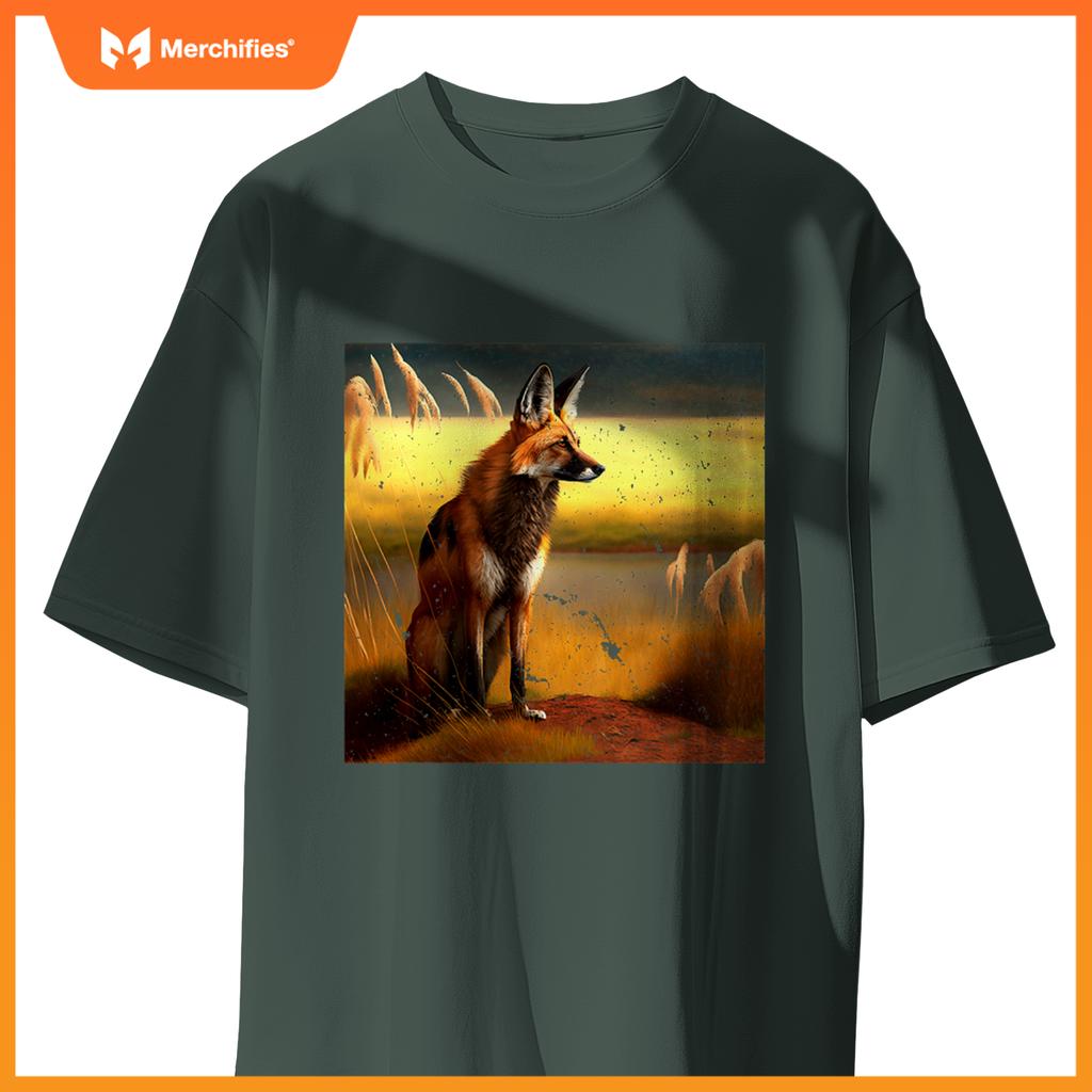 Maned Wolf South American Wild Dog Sunset Lovers Design T-Shirt
