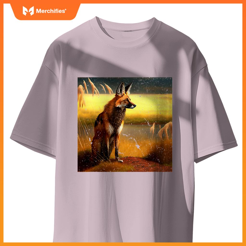 Maned Wolf South American Wild Dog Sunset Lovers Design T-Shirt