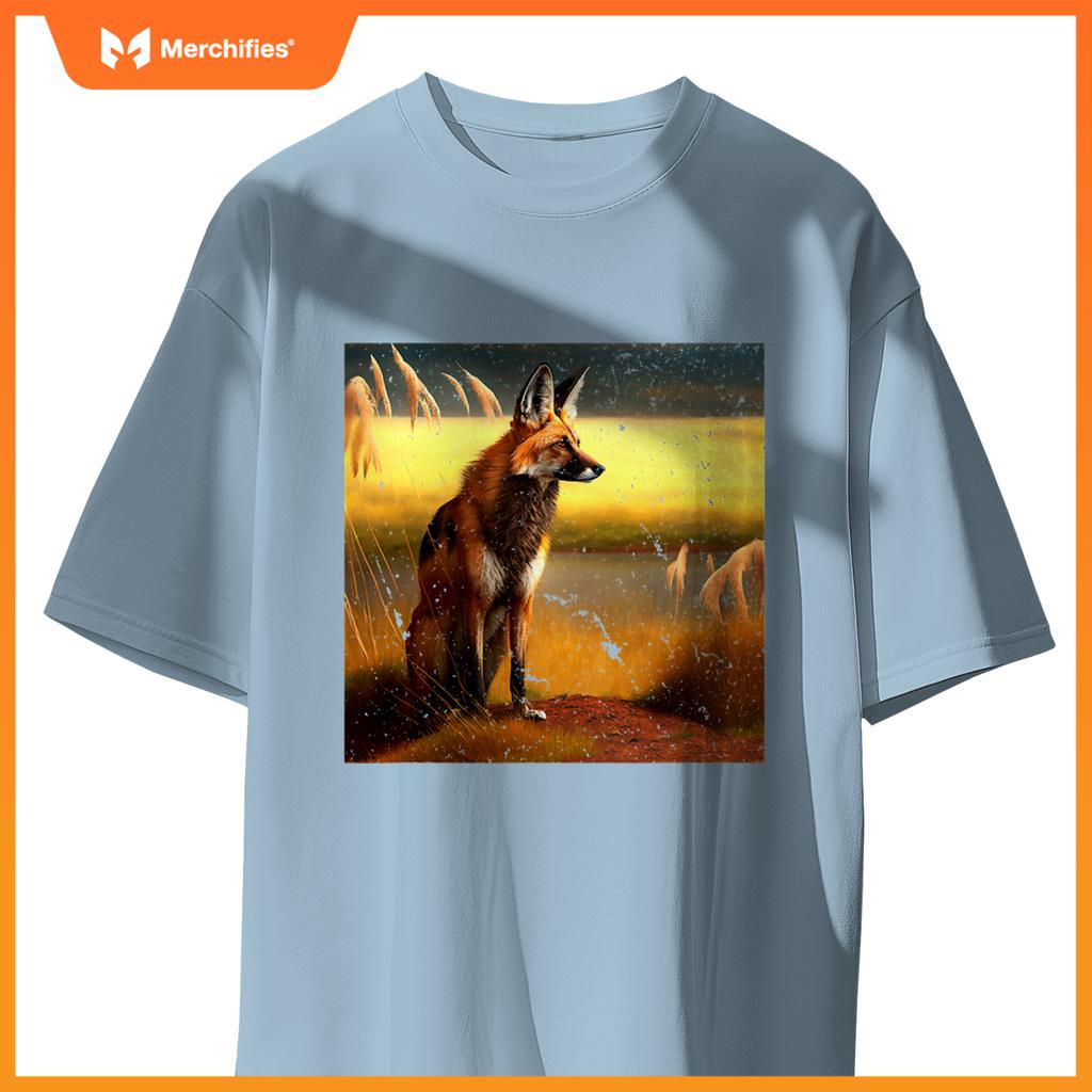 Maned Wolf South American Wild Dog Sunset Lovers Design T-Shirt