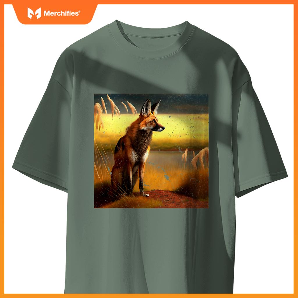 Maned Wolf South American Wild Dog Sunset Lovers Design T-Shirt