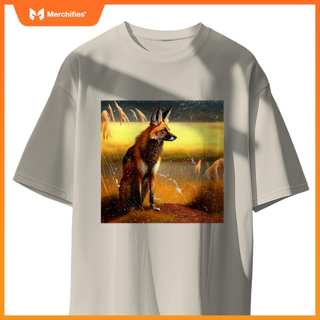 Maned Wolf South American Wild Dog Sunset Lovers Design T-Shirt