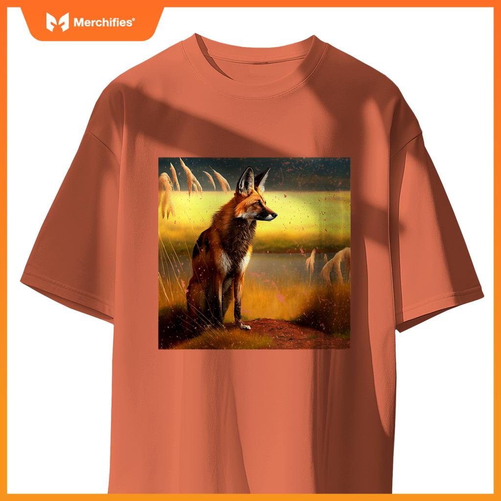 Maned Wolf South American Wild Dog Sunset Lovers Design T-Shirt