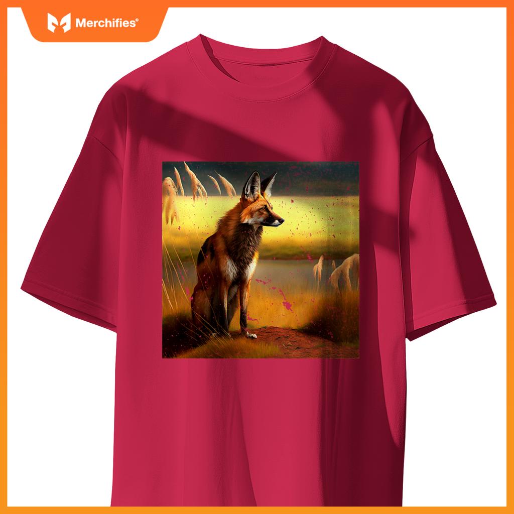 Maned Wolf South American Wild Dog Sunset Lovers Design T-Shirt