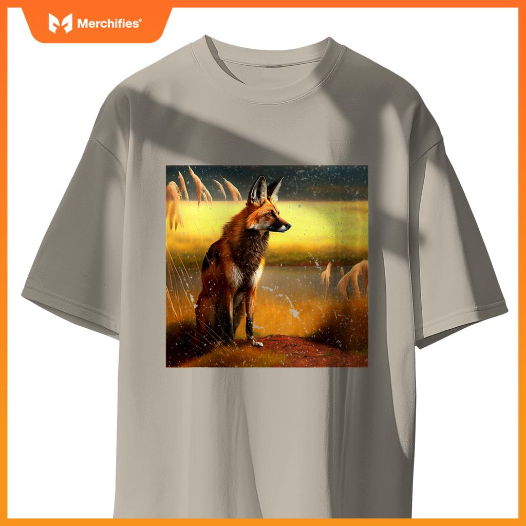 Maned Wolf South American Wild Dog Sunset Lovers Design T-Shirt