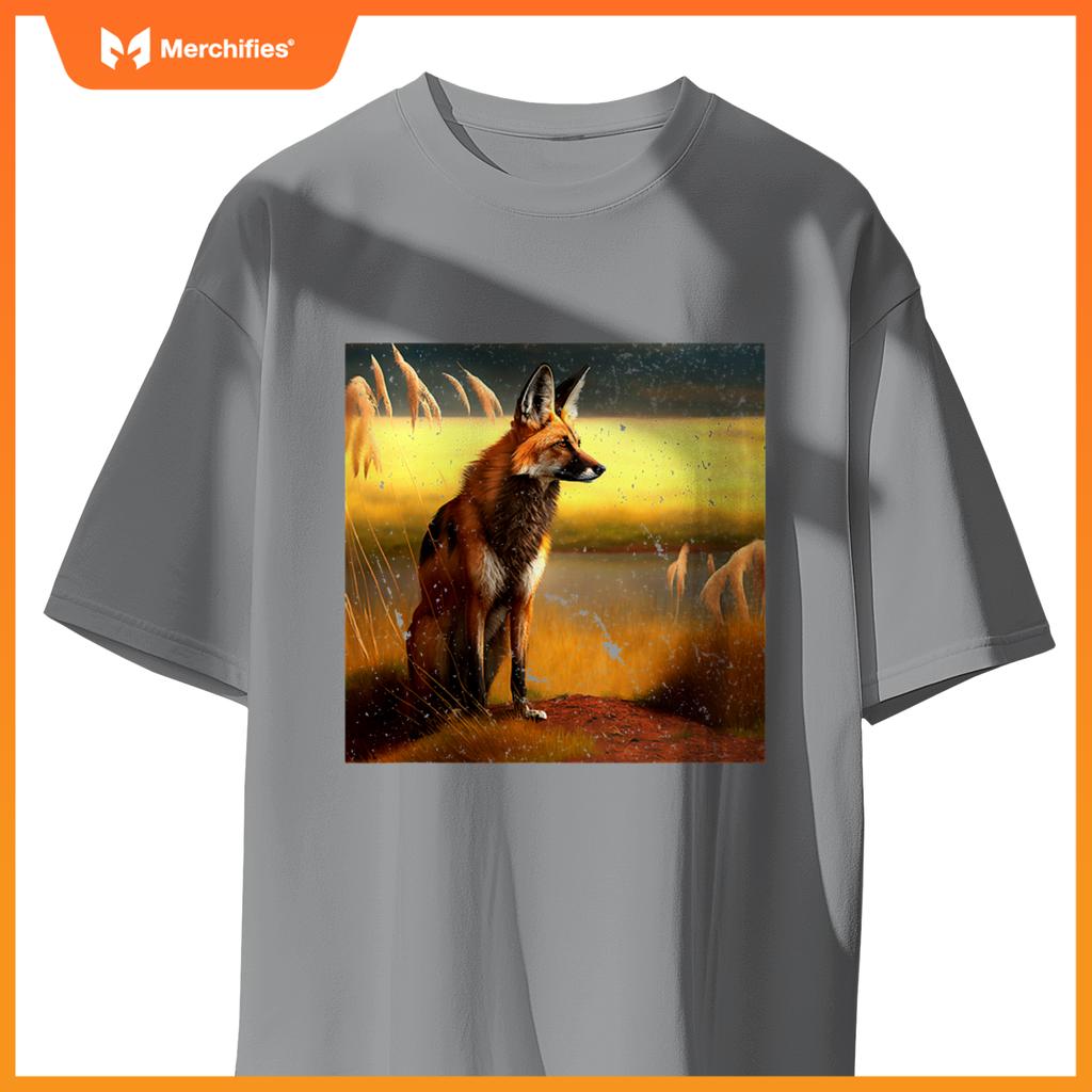 Maned Wolf South American Wild Dog Sunset Lovers Design T-Shirt