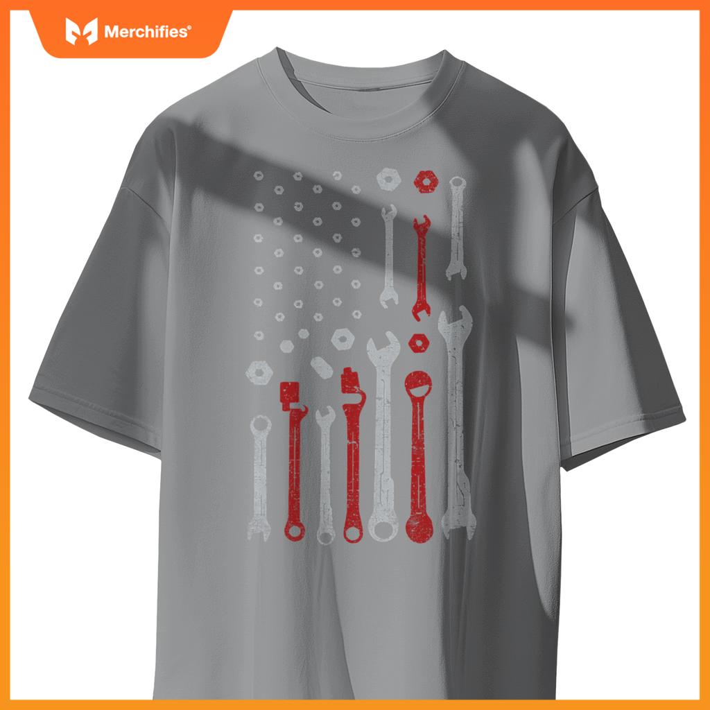 Mechanic Flag Usa American Patriotic Flag Car Mens T-Shirt