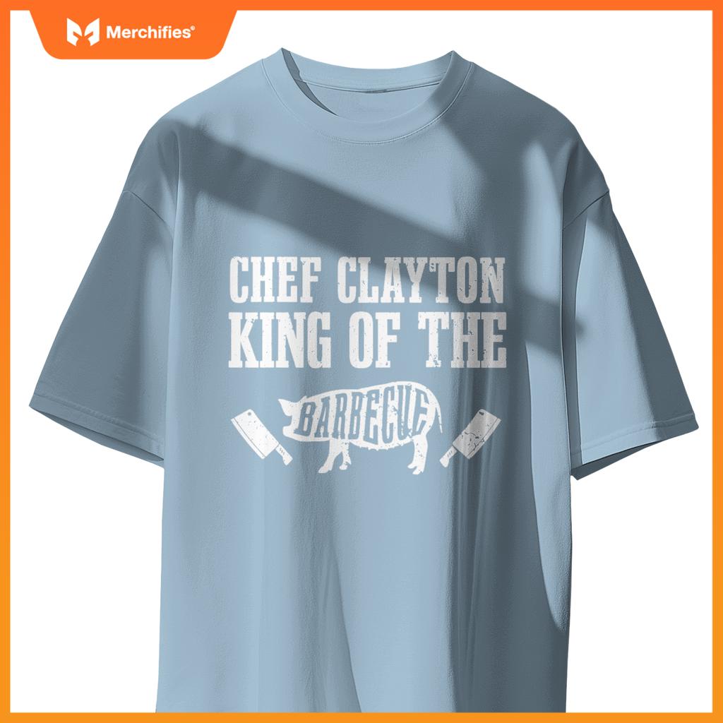 Mens Chef Clayton Is King Of  Barbecue Bbq Grilling Master T-Shirt