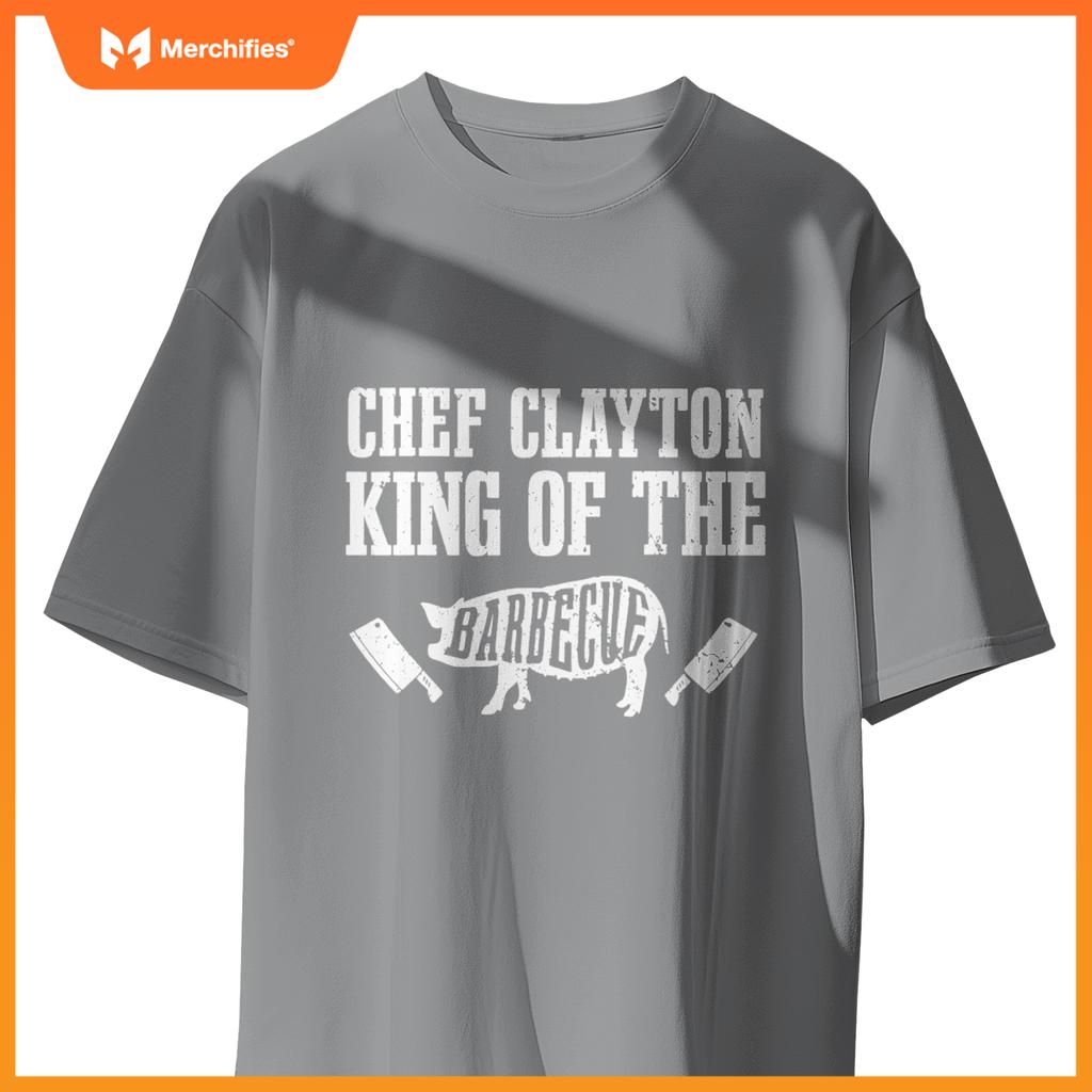 Mens Chef Clayton Is King Of  Barbecue Bbq Grilling Master T-Shirt