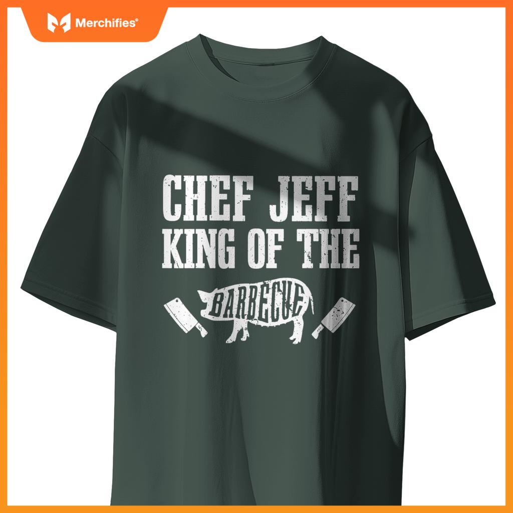 Mens Chef Jeff Is King Of  Barbecue Bbq Grilling Master T-Shirt