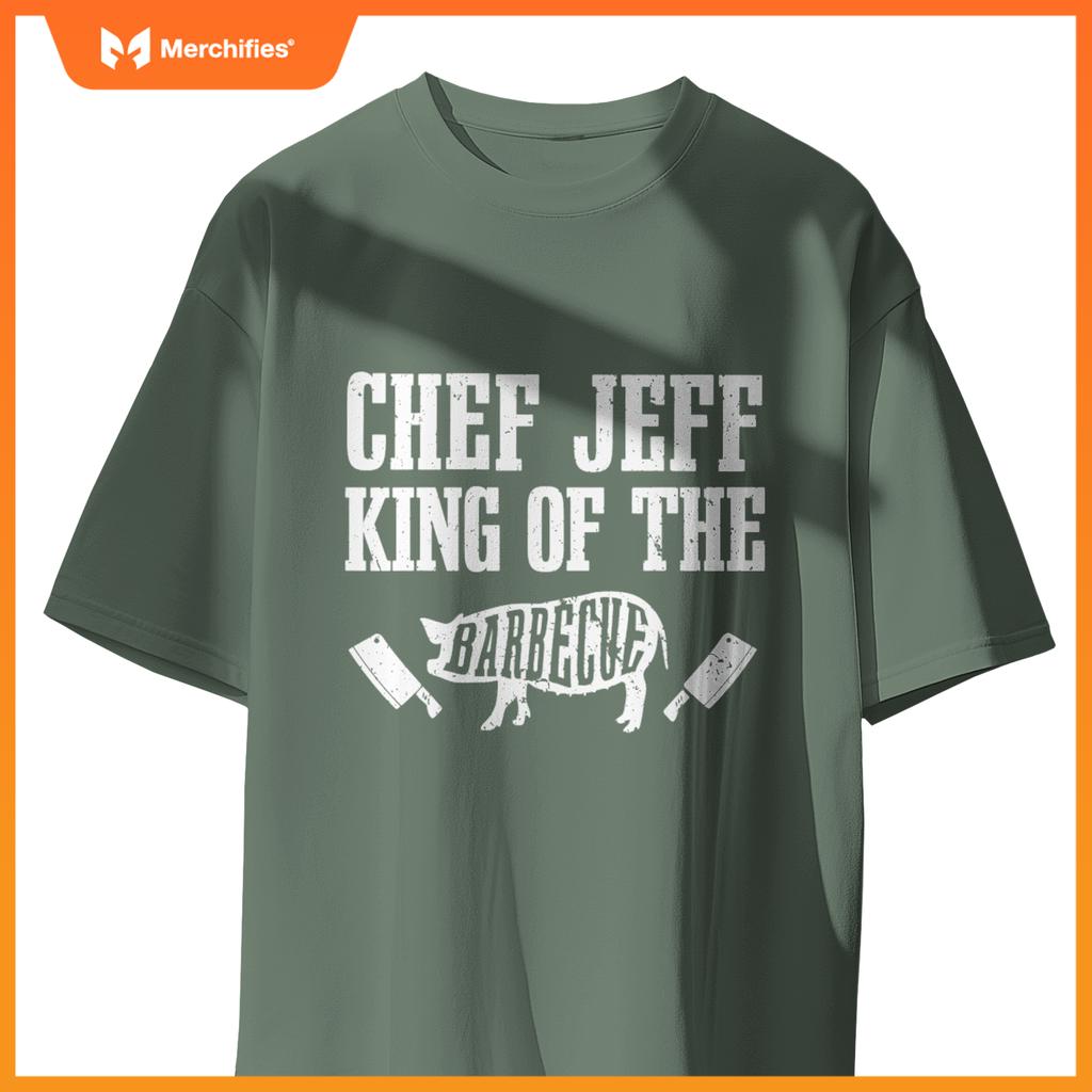 Mens Chef Jeff Is King Of  Barbecue Bbq Grilling Master T-Shirt