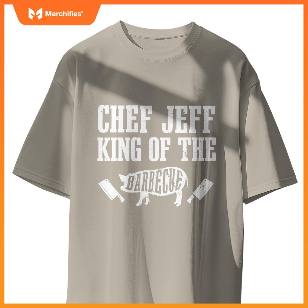 Mens Chef Jeff Is King Of  Barbecue Bbq Grilling Master T-Shirt