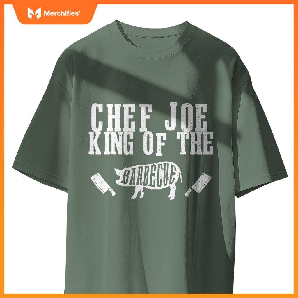 Mens Chef Joe Is King Of  Barbecue Bbq Grilling Master T-Shirt