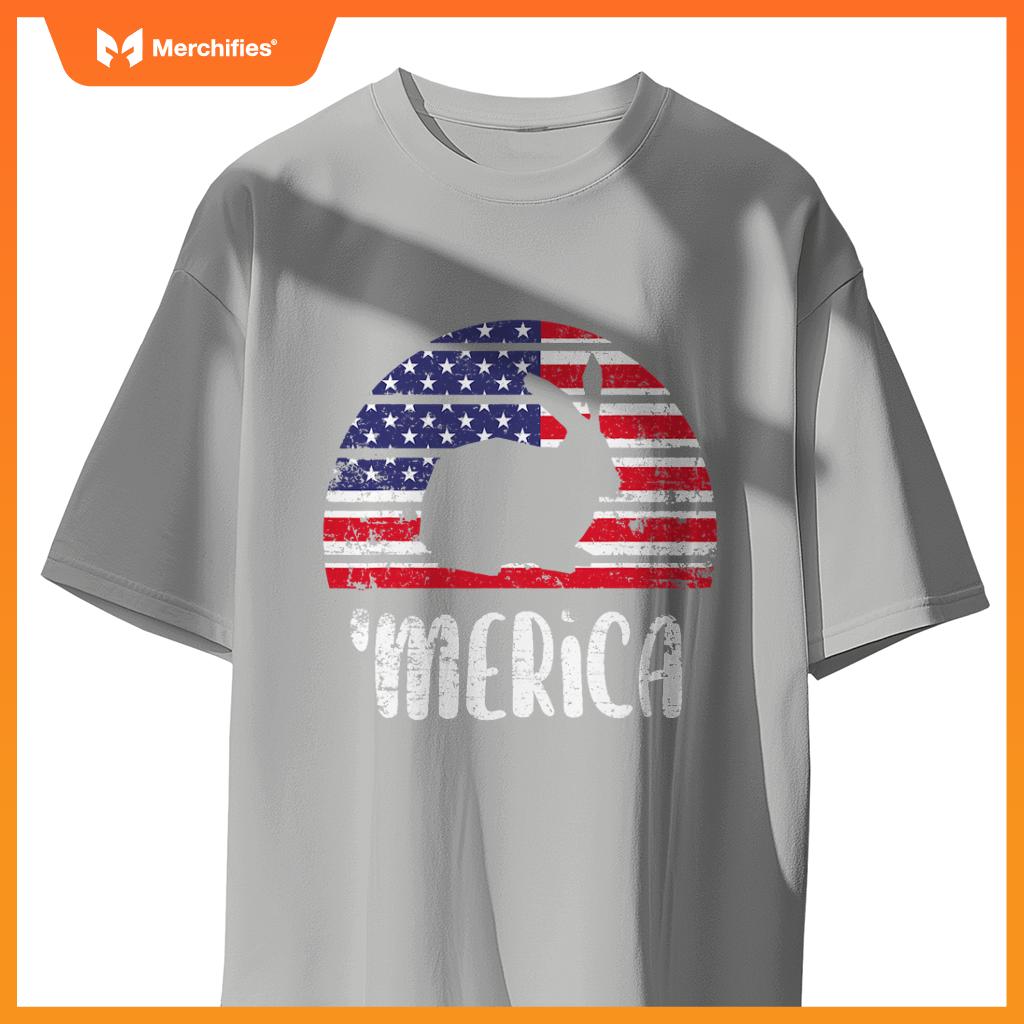Merica rabbit american flag usa patriotic independence T-Shirt