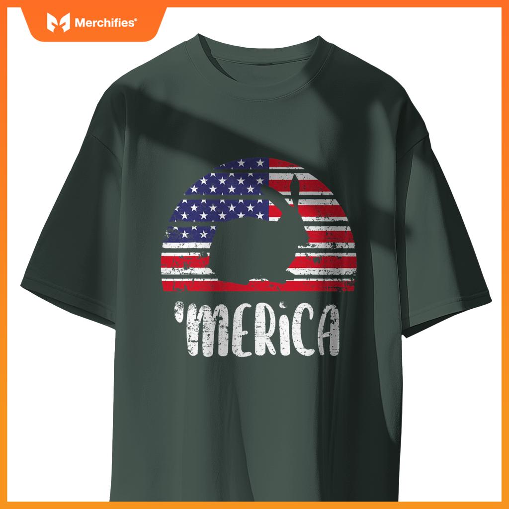Merica rabbit american flag usa patriotic independence T-Shirt