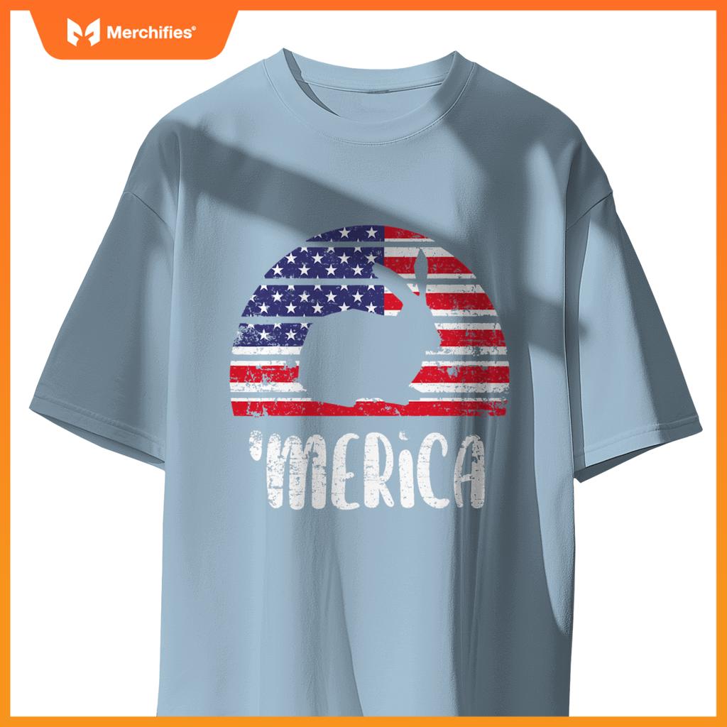 Merica rabbit american flag usa patriotic independence T-Shirt