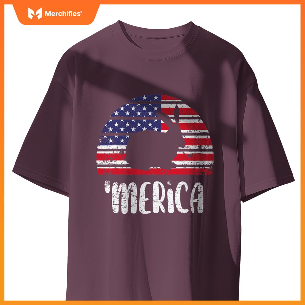 Merica rabbit american flag usa patriotic independence T-Shirt
