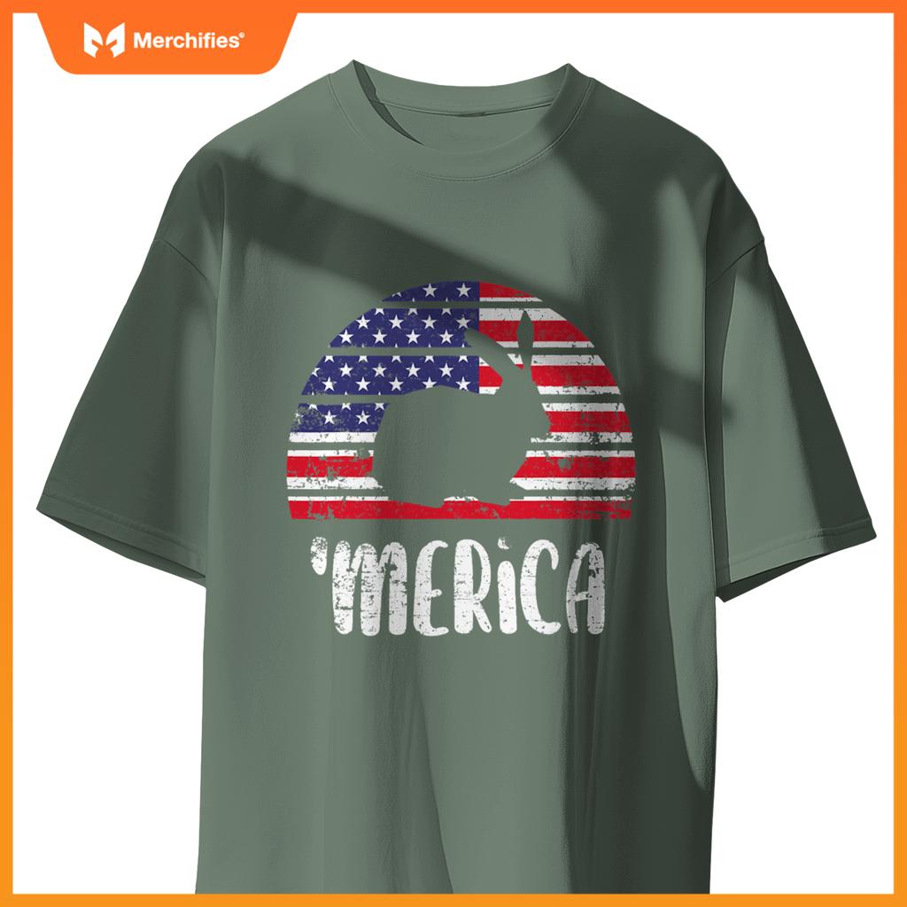 Merica rabbit american flag usa patriotic independence T-Shirt