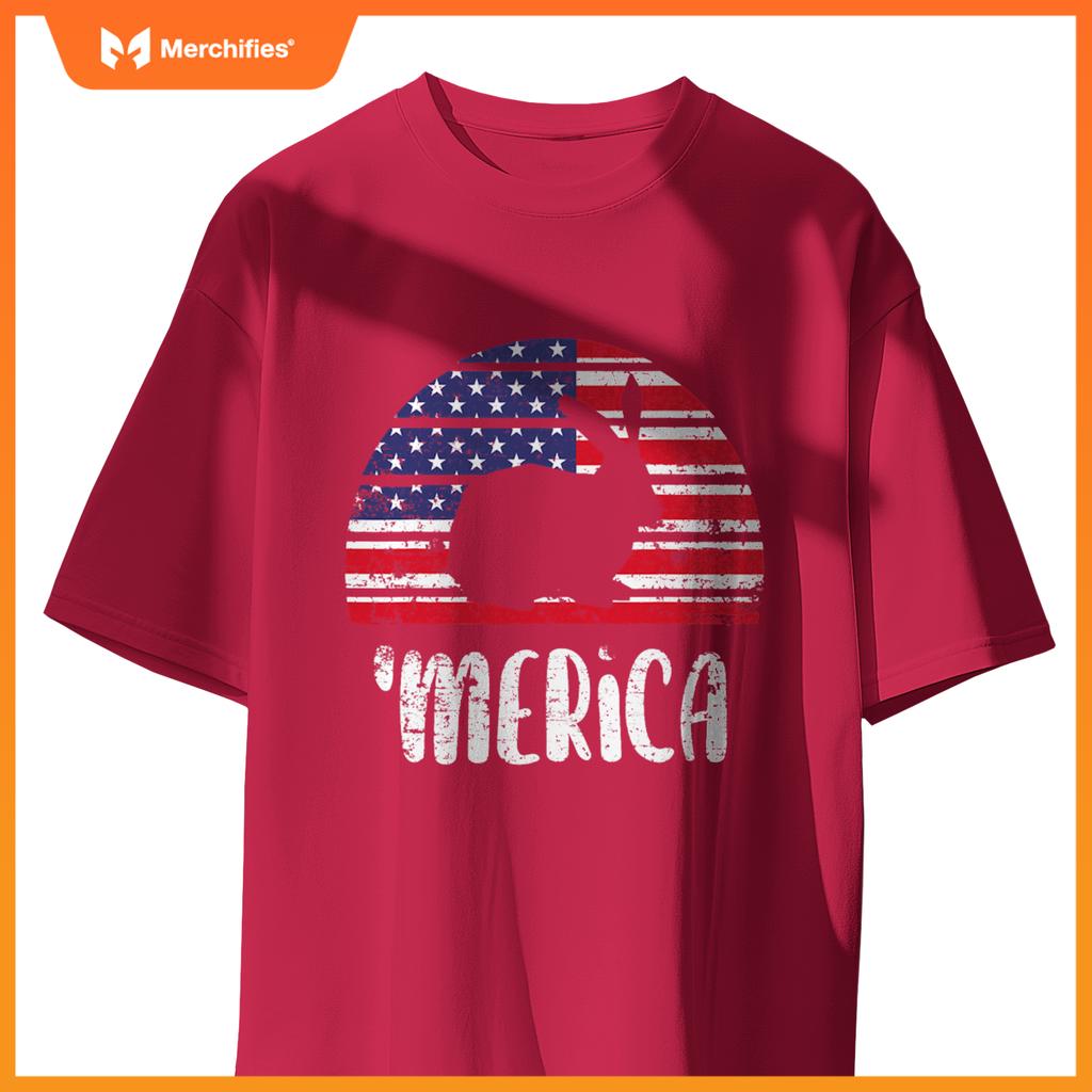 Merica rabbit american flag usa patriotic independence T-Shirt