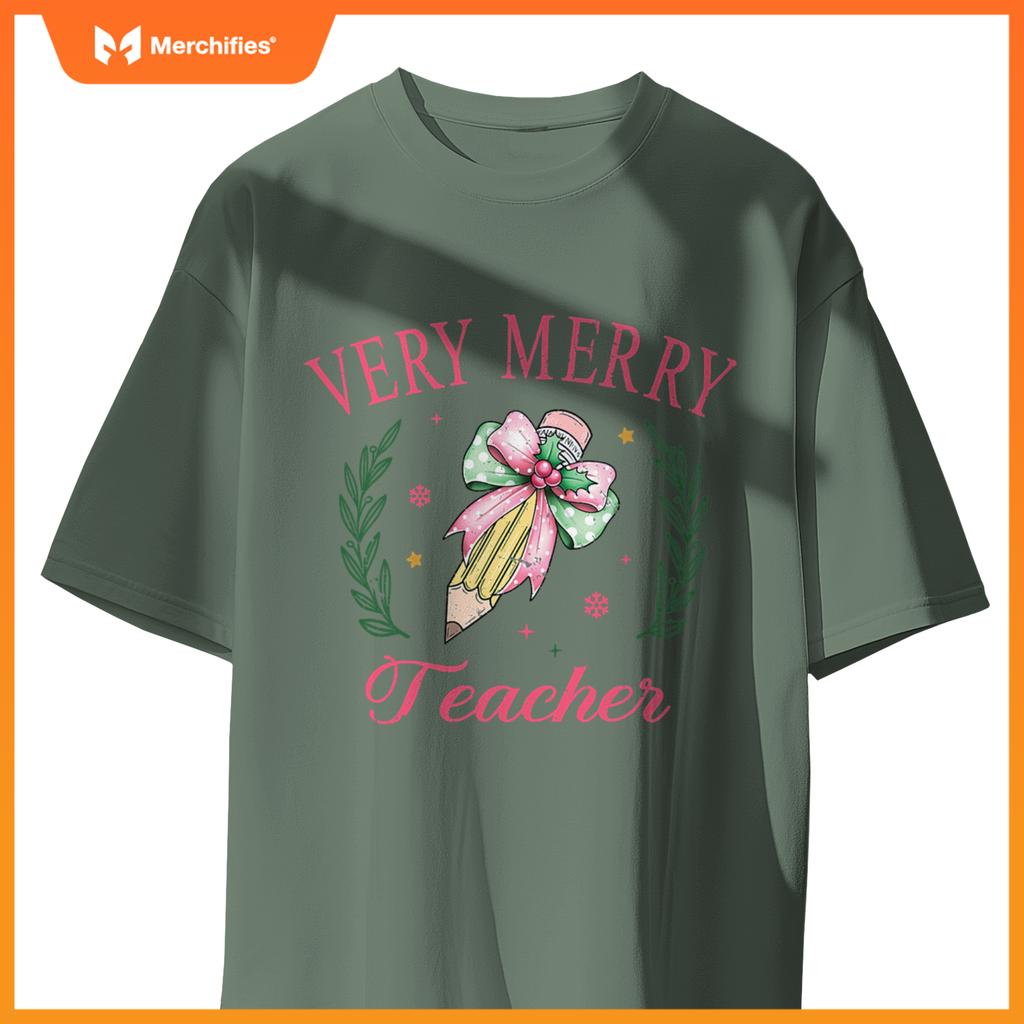 Merry teacher bright students christmas joy