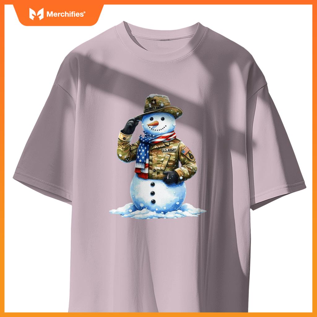 Military patriotic snowman  christmas veteran holiday sweat T-Shirt