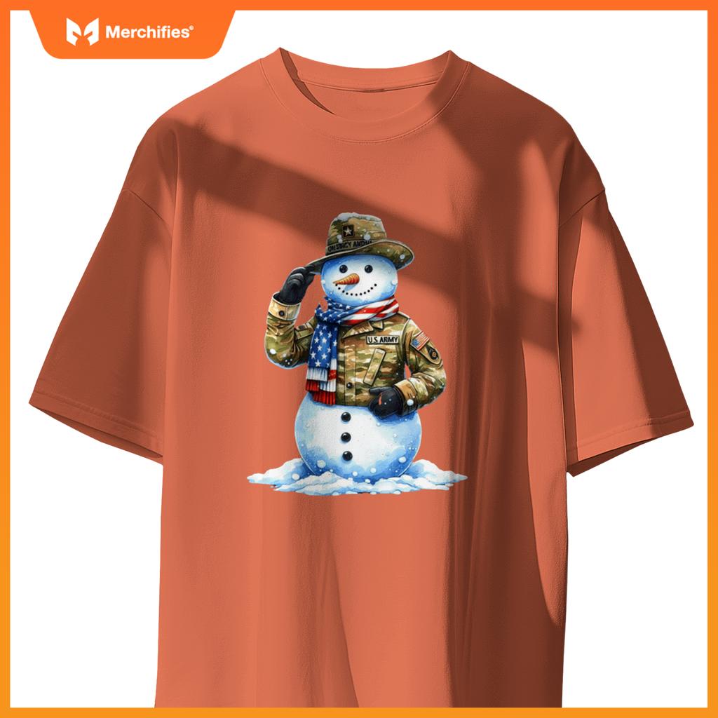 Military patriotic snowman  christmas veteran holiday sweat T-Shirt