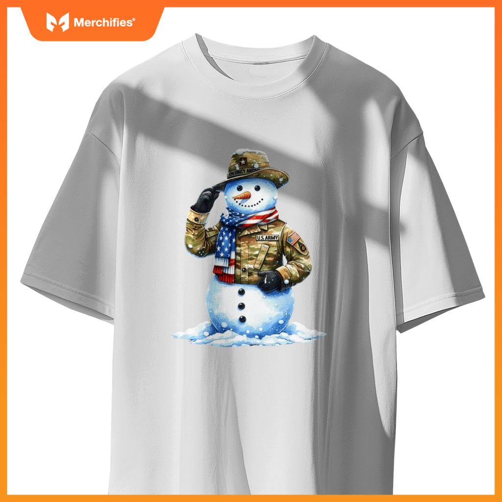 Military patriotic snowman  christmas veteran holiday sweat T-Shirt