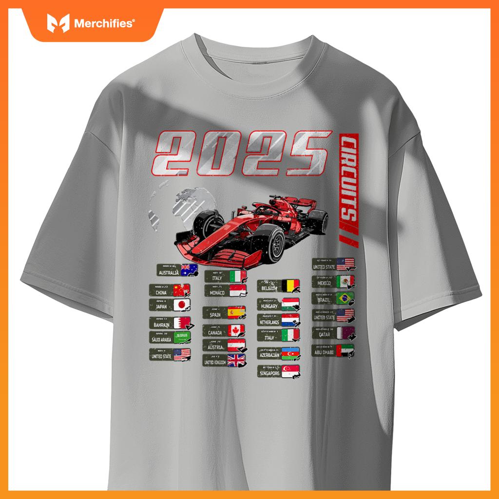 Mula 2025 Circuits Mula 2025 Schedule Racing Car Track T-Shirt