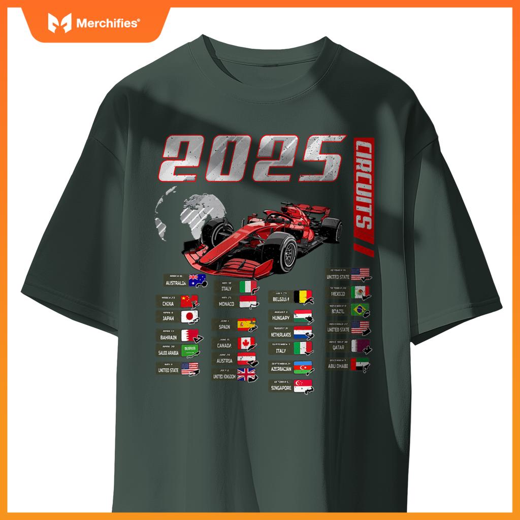 Mula 2025 Circuits Mula 2025 Schedule Racing Car Track T-Shirt