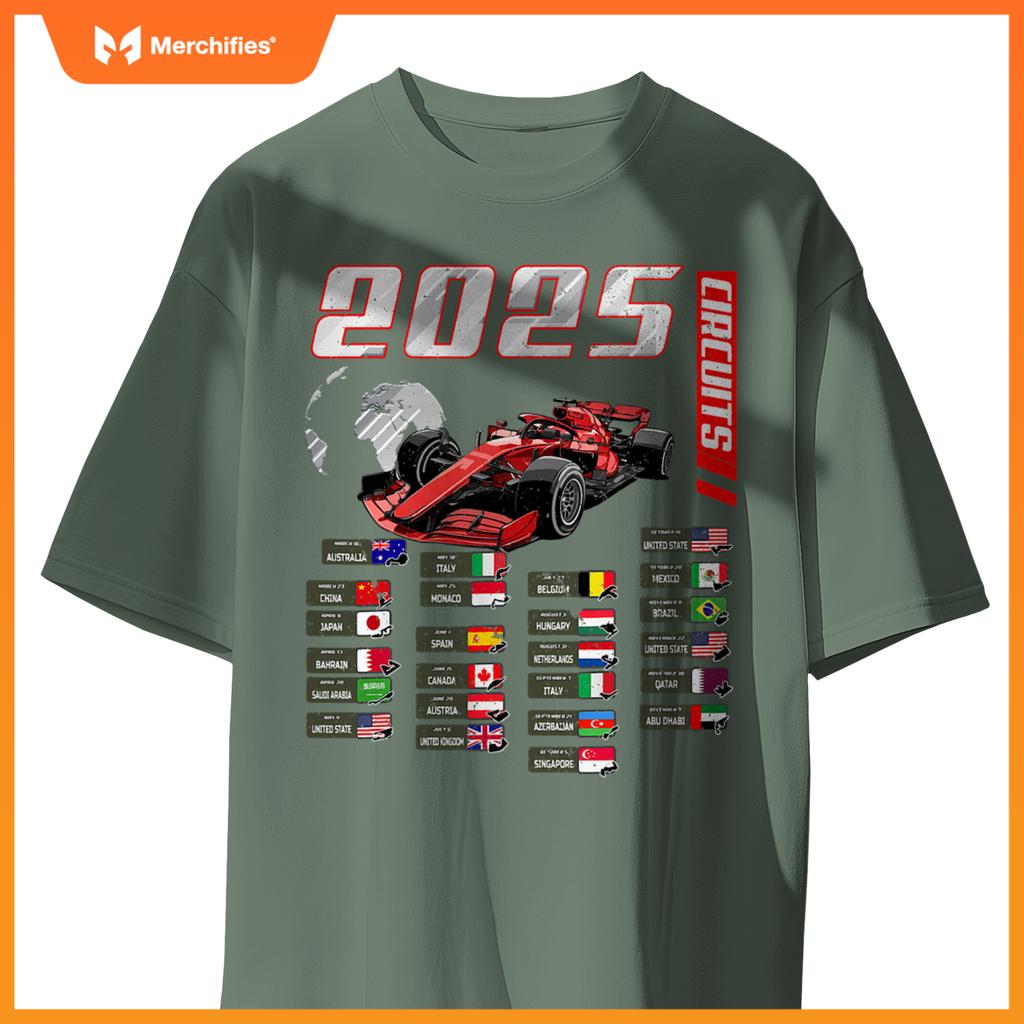 Mula 2025 Circuits Mula 2025 Schedule Racing Car Track T-Shirt