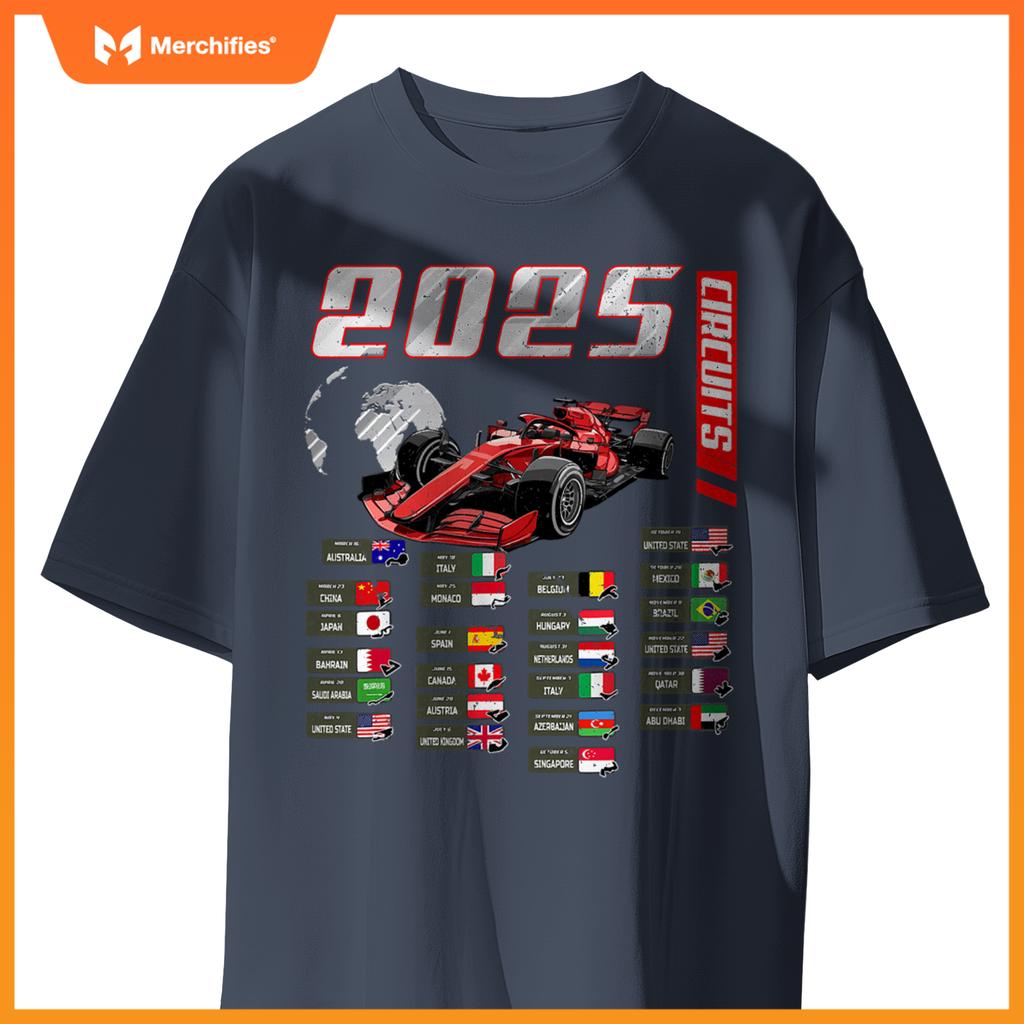 Mula 2025 Circuits Mula 2025 Schedule Racing Car Track T-Shirt
