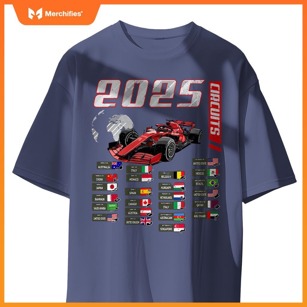 Mula 2025 Circuits Mula 2025 Schedule Racing Car Track T-Shirt
