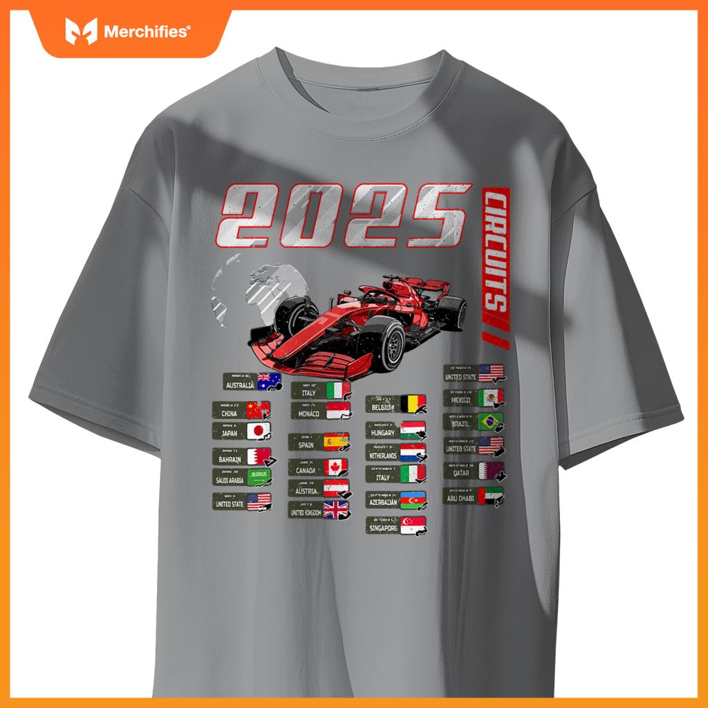Mula 2025 Circuits Mula 2025 Schedule Racing Car Track T-Shirt