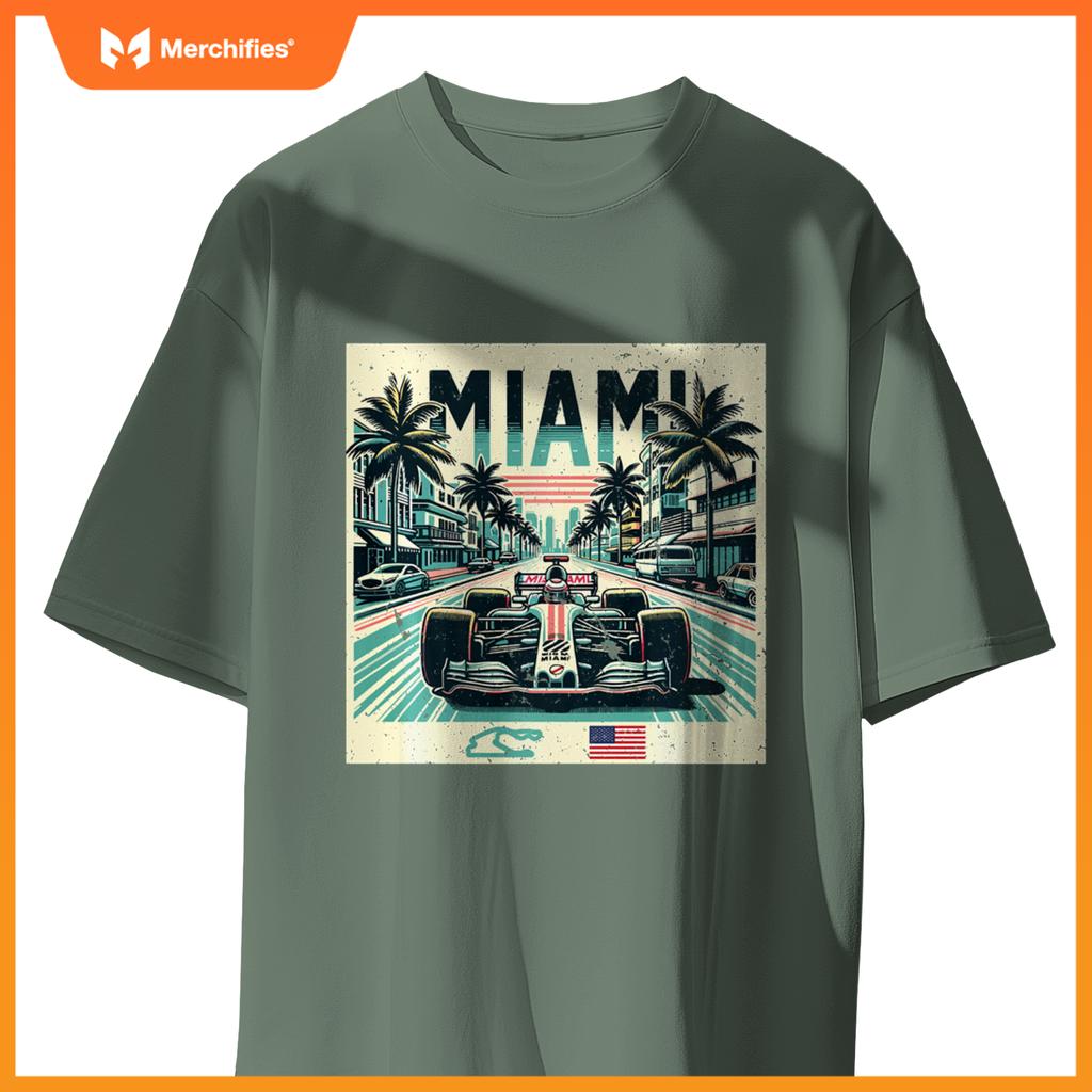 Mula Racing Open Wheel Car  Miami Circuit Usa Flag Sweat T-Shirt