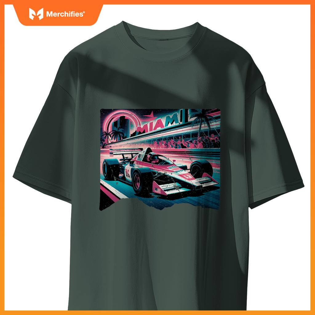 Mula Racing Open Wheel Car  Miami Circuit Usa Flag T-Shirt