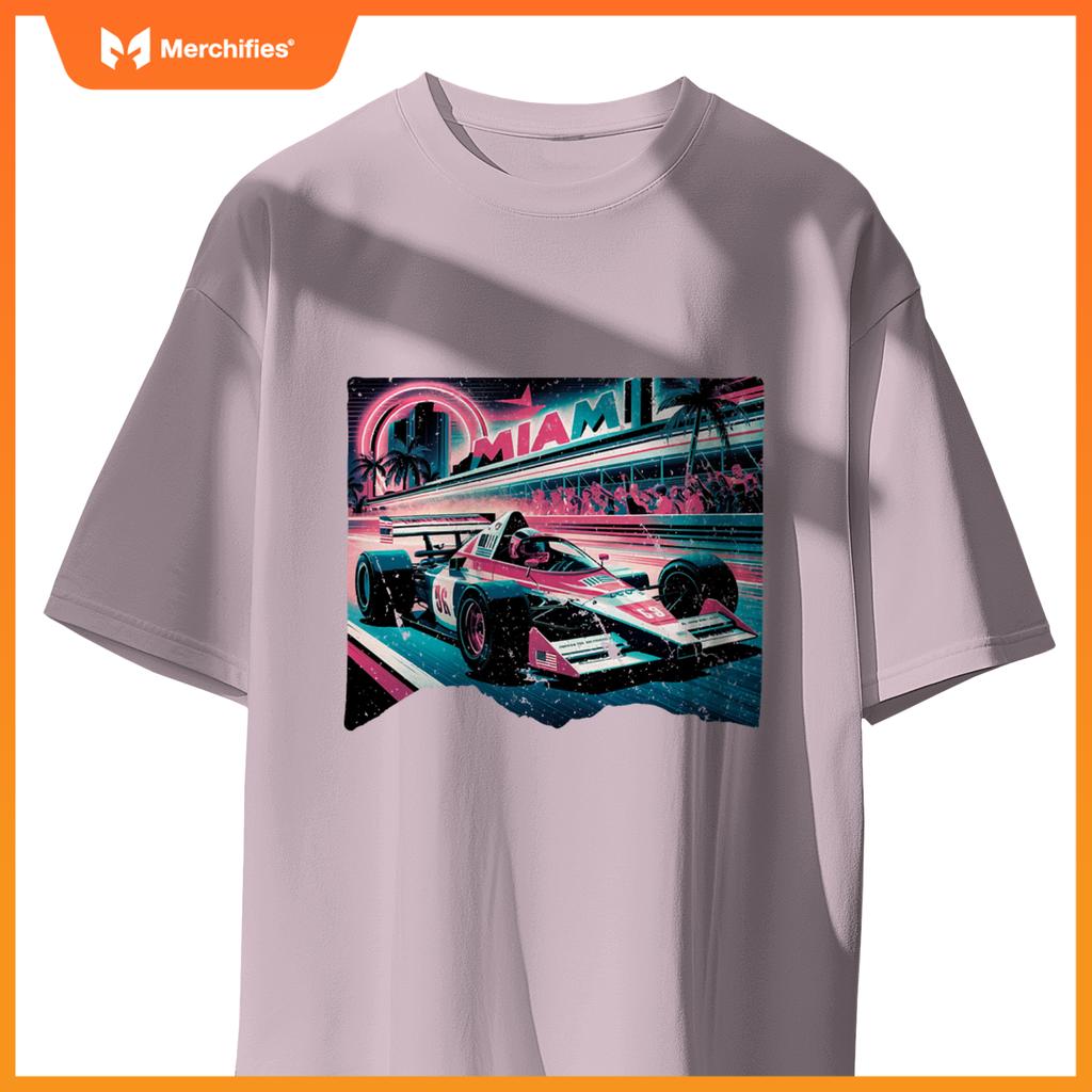 Mula Racing Open Wheel Car  Miami Circuit Usa Flag T-Shirt