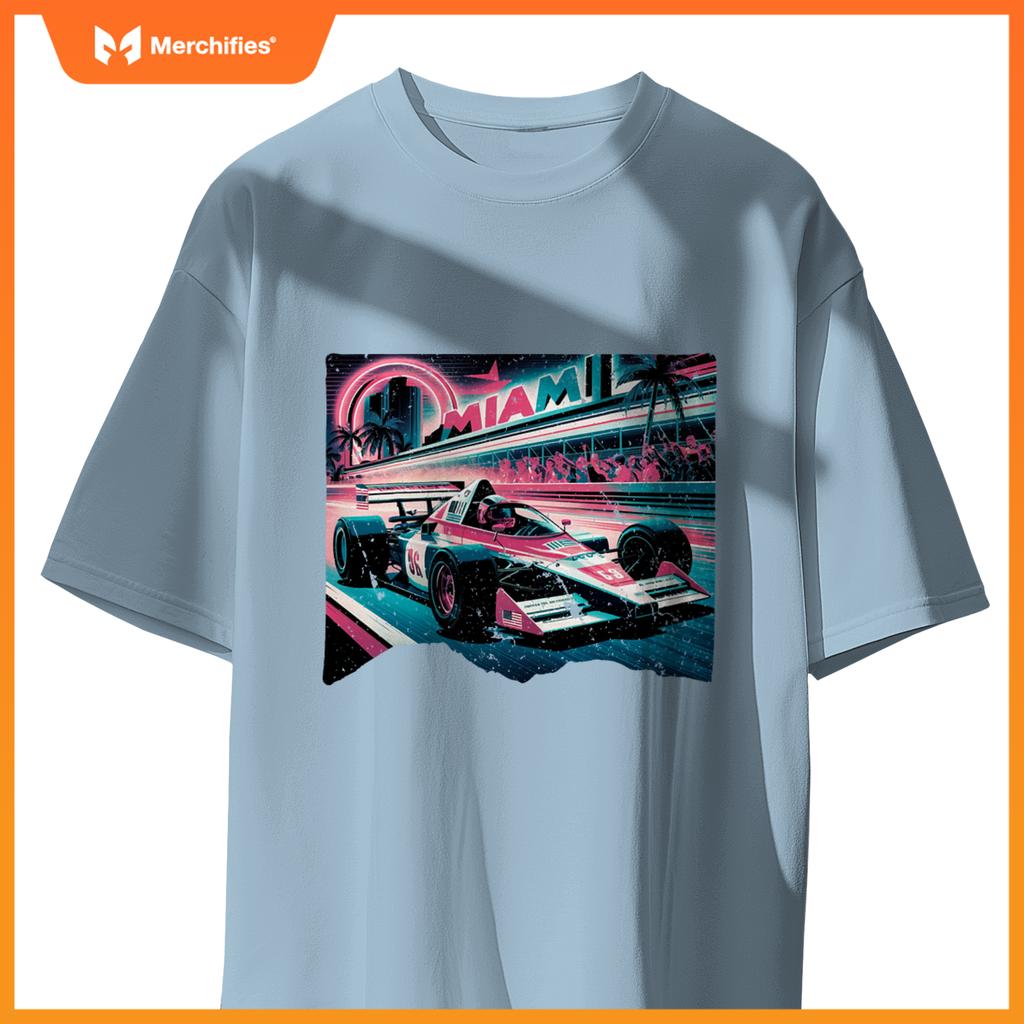 Mula Racing Open Wheel Car  Miami Circuit Usa Flag T-Shirt