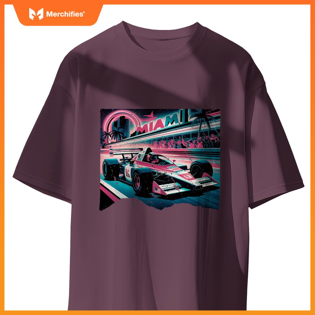 Mula Racing Open Wheel Car  Miami Circuit Usa Flag T-Shirt