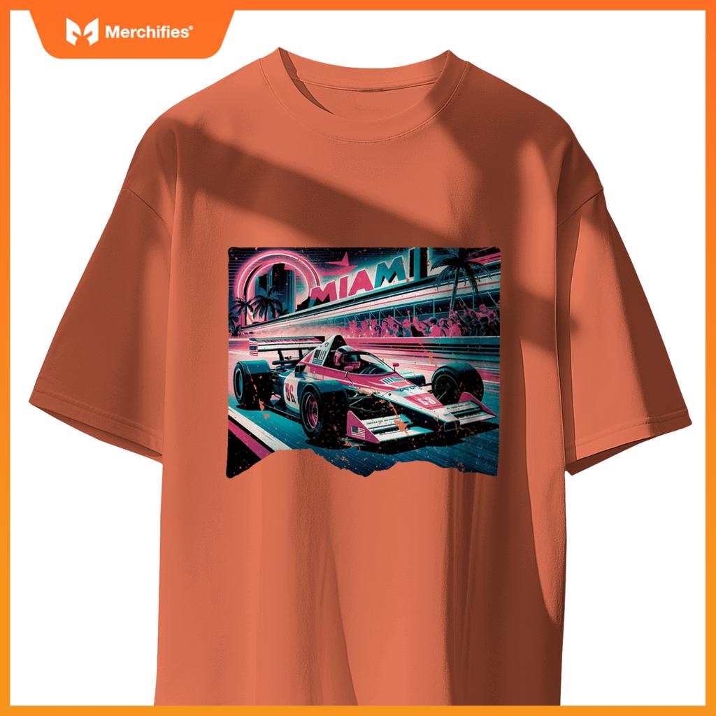Mula Racing Open Wheel Car  Miami Circuit Usa Flag T-Shirt