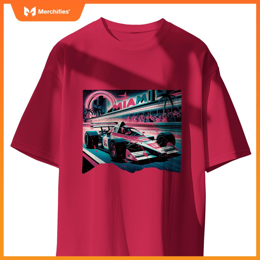 Mula Racing Open Wheel Car  Miami Circuit Usa Flag T-Shirt