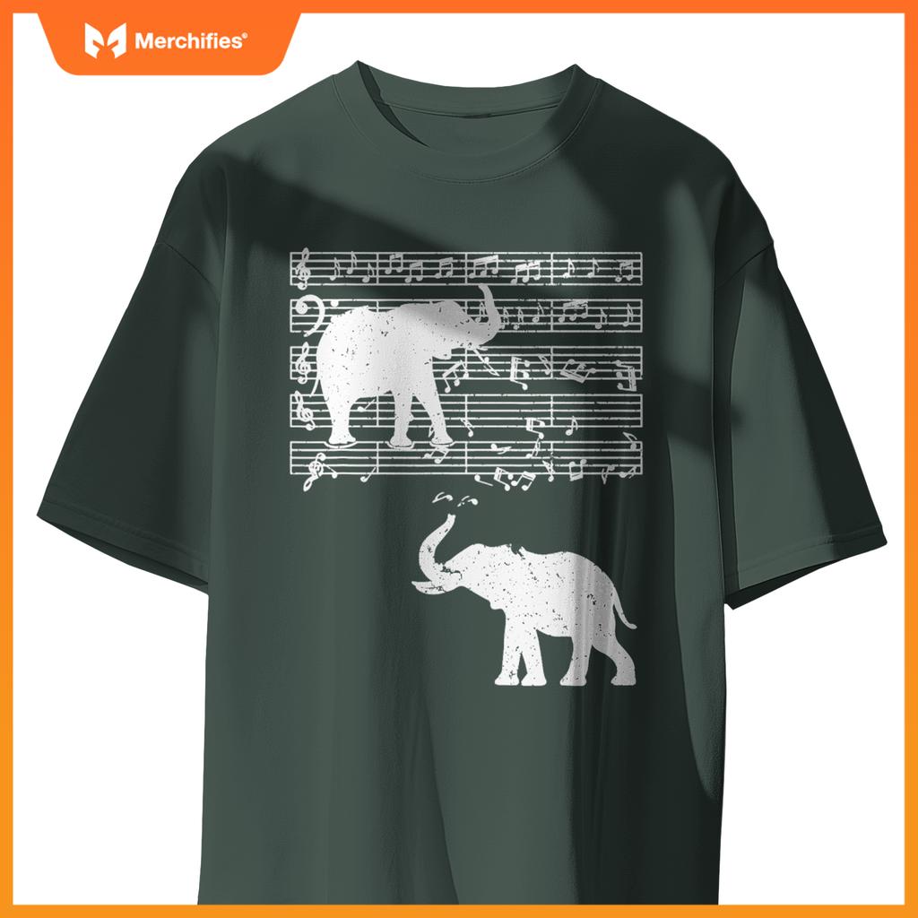 Music notes with elephant on music sheet music teacher