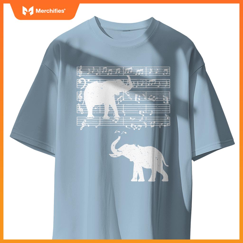 Music notes with elephant on music sheet music teacher