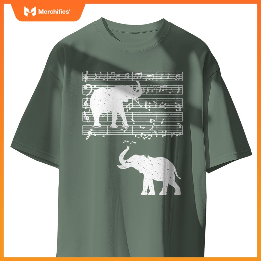 Music notes with elephant on music sheet music teacher
