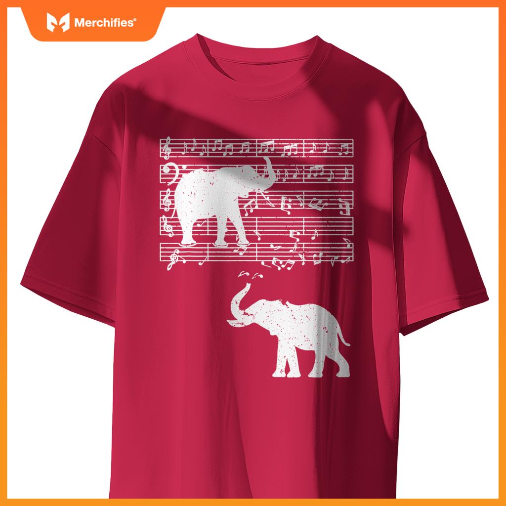 Music notes with elephant on music sheet music teacher