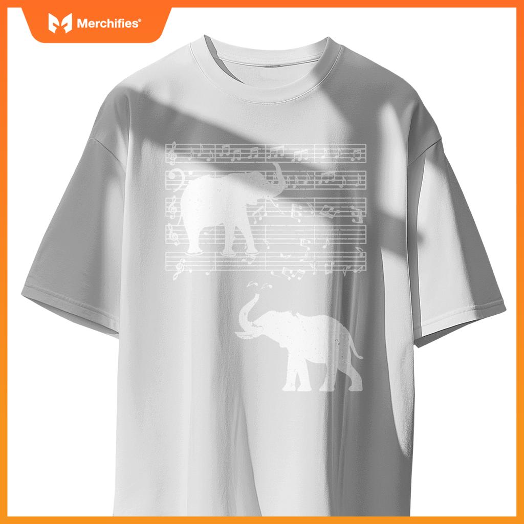 Music notes with elephant on music sheet music teacher