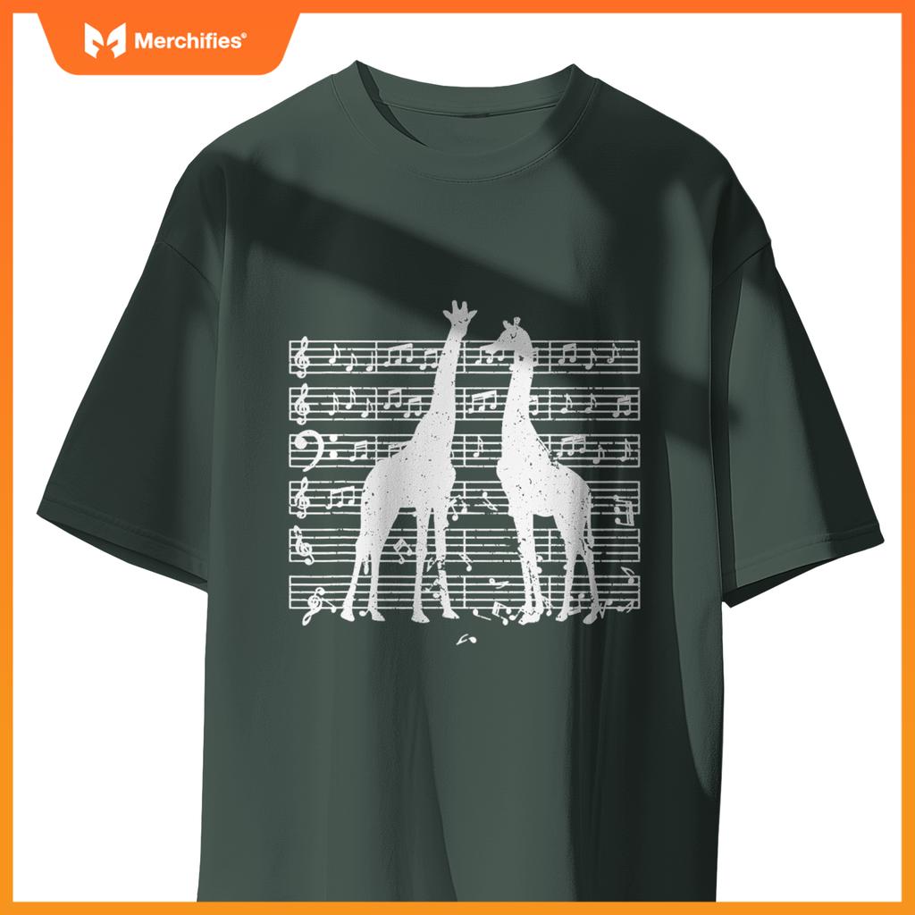 Music notes with giraffe on music sheet music teacher